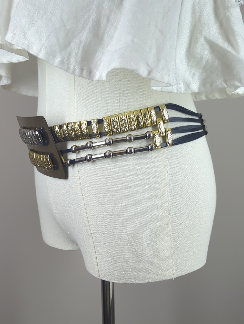 Vintage Metallic Two-Tone Chain Waist Belt - Picture 8 of 9